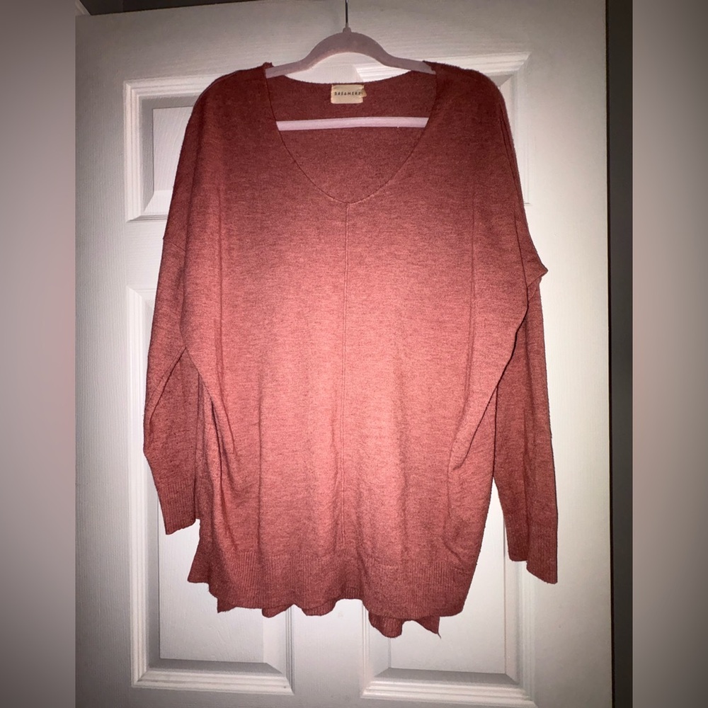 Dreamers Women's V-Neck Sweater in Rose Pink